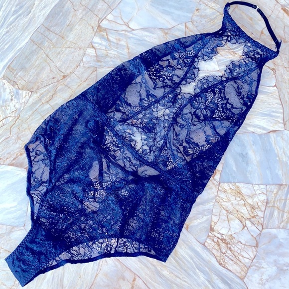 High-Neck Choker Chantilly Lace Teddy Very Sexy Small - Picture 10 of 10